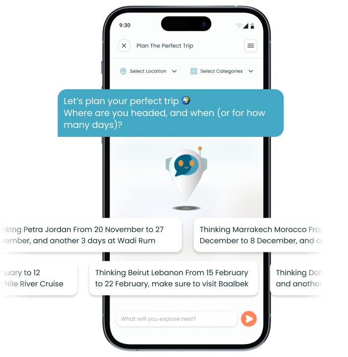 AI powered travel itineraries on a phone