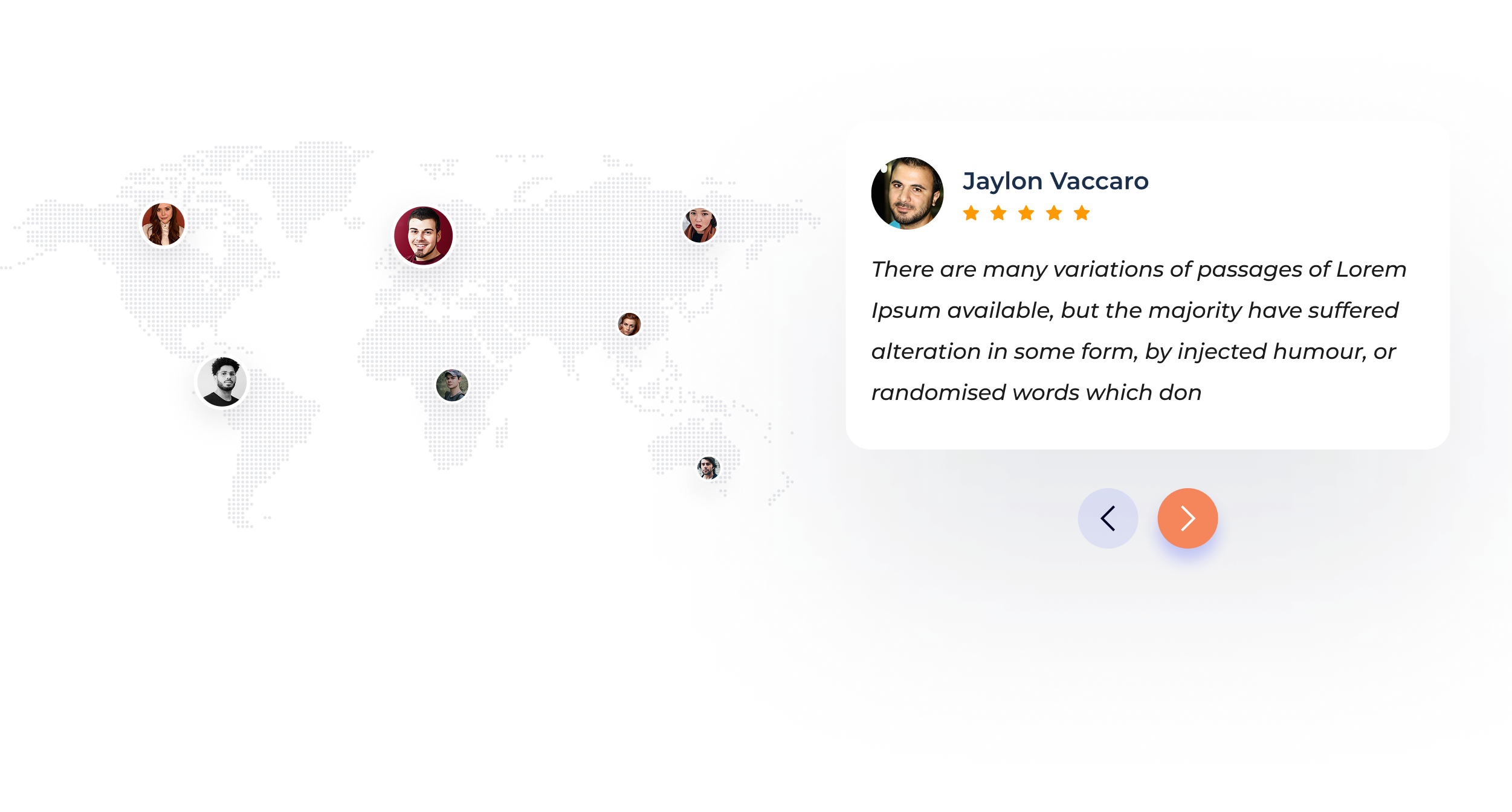 Testimonial World Map, Avatar, and Feedback Card